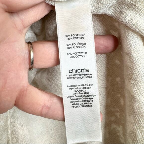 Chico's Zenergy Short-Sleeved 1/4 Zip Cowl Neck Drawstring Top Cream Size 3 [XL] - Picture 12 of 13